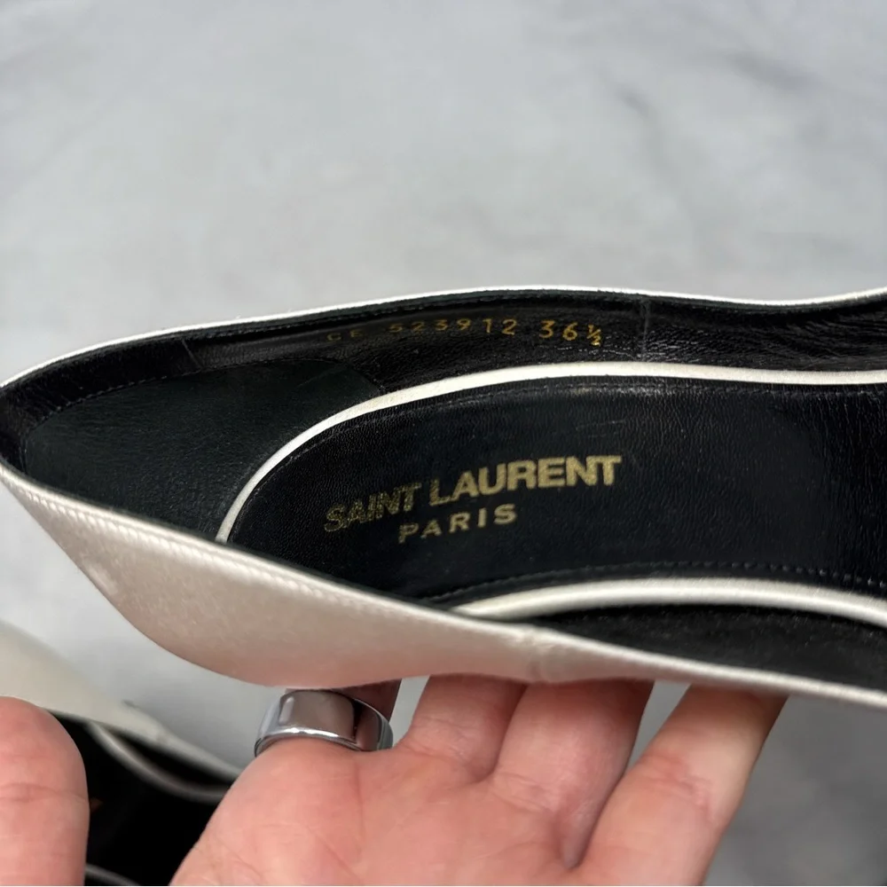 Saint Laurent Tower 110 Strass Embellished Silk Satin Pointed Toe Pump Heel 36.5